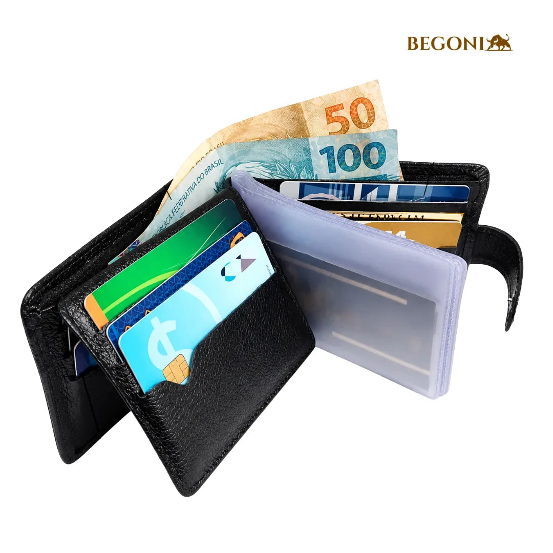 Carteira Masculina Preta em Couro Magnum Signature